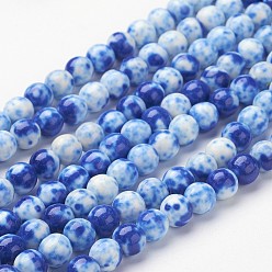 Royal Blue Synthetic Ocean White Jade Bead Strands, Dyed, Round, Royal Blue, 4mm, Hole: 1mm, about 96pcs/strand, 15.7 inch(400mm)