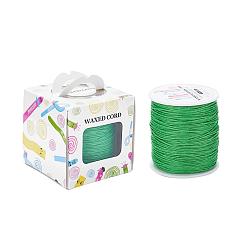 Green Waxed Cotton Cords, Green, 1mm, about 100yards/roll(91.44m/roll), 300 feet/roll