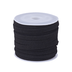 Черный Шнуры из искусственной замши, искусственная замшевая кружева, чёрные, 5x1.5 мм, около 5.46 ярдов (5 м) / рулон, 25 рулонов / мешок