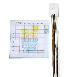 Color mezclado Kits de principiantes de punto de cruz diy con patrón de flores, kit de punto de cruz estampado, incluyendo tela estampada 11ct, hilo y agujas para bordar, instrucciones, color mezclado, 195~198x195~204x1 mm