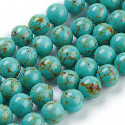 Pale Turquoise Synthetic Turquoise Beads Strands, Dyed, Round, Pale Turquoise, 10mm, Hole: 1mm, about 40pcs/strand, 15.7