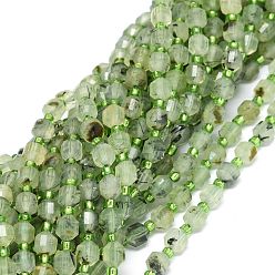 Prehnite Natural Prehnite Beads Strands, with Seed Beads, Faceted, Bicone, Double Terminated Point Prism Beads, 5~7x6mm, Hole: 0.8mm, about 48pcs/strand, 15.55''(39.5cm)