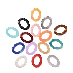 Couleur Mélangete Ovale imitation pierre acrylique reliant des anneaux, couleur mixte, 37x28x3.5 mm, environ 250 pcs / 500 g