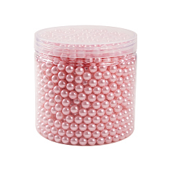 Pink Perlas redondas de perlas de imitación de plástico abs, teñido, sin agujero / sin perforar, rosa, 8 mm, Sobre 1500 unidades / caja
