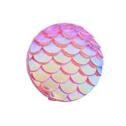 Сливовый Кабошоны из смолы, плоский круглый с рыбой русалки, слива, 12x3 мм