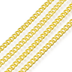 Champagne Yellow Electrophoresis Iron Twisted Chains, Unwelded, with Spool, Solid Color, Oval, Champagne Yellow, 3x2.2x0.6mm