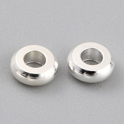 925 Sterling Silver Plated Brass Beads, Long-Lasting Plated, Flat Round, 925 Sterling Silver Plated, 3.2x1.2mm, Hole: 1.5mm