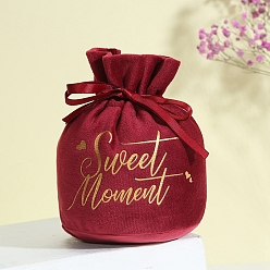 Brique Rouge Pochettes à cordon en velours, bonbons sacs-cadeaux fête de noël faveurs de mariage sacs, firebrick, 15x13 cm