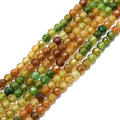 Tourmaline Natural Tourmaline Beads Strands, Faceted, Round, 3mm, Hole: 0.7mm, about 132pcs/strand, 15.16''~15.55''(38.5~39.5cm)