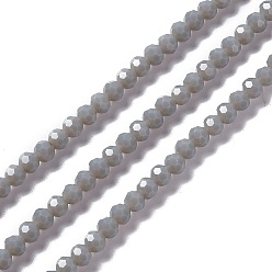 Light Grey Faceted(32 Facets) Glass Beads Strands, Round, Light Grey, 6x5.5mm, Hole: 1.2mm, about 95pcs/strand, 22.24''(56.5cm)
