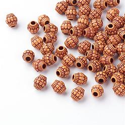 Pérou Imitation perles acryliques de bois, baril, Pérou, 7x7mm, trou: 2 mm, environ 3300 pcs / 500 g