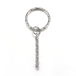 Stainless Steel Color 304 Stainless Steel Split Key Rings, Keychain Clasp Findings, Stainless Steel Color, 67mm