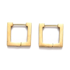 Золотой 304 квадратные серьги-кольца Huggie из нержавеющей стали., золотые, 14x14.5x3 мм, штифты : 1 мм