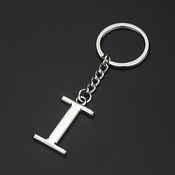 Letter I Porte-clés pendentif en alliage plaqué platine, avec porte-clés, lettre, letter.i, 3.5x2.5 cm