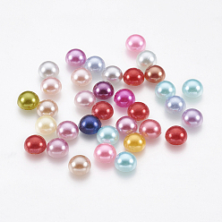 Couleur Mélangete Cabochons en plastique imitation perle abs, demi-tour, couleur mixte, 6x3mm