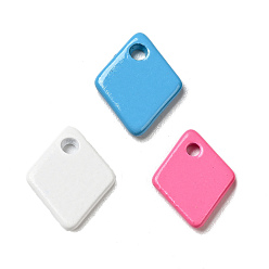 Mixed Color Spray Painted 201 Stainless Steel Charms, Rhombus Charms, Mixed Color, 9.5x7.5x1mm, Hole: 1.2mm