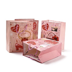 Hat 4 цвета любви бумажные подарочные пакеты ко Дню святого Валентина, прямоугольные сумки для покупок, свадебные подарочные пакеты с ручками, разноцветные, шляпа, развернуть: 23x18x10.3 см, складка: 23.3x18x0.4 см