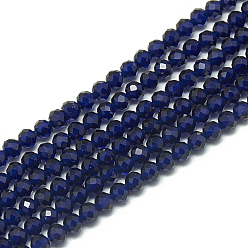Шпинель Синтетические синие шпинельные бусинки, граненые, круглые, 3~3.5 мм, отверстие : 0.3 мм, около 128 шт / нитка, 14.6 дюйм