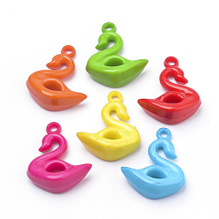 Mixed Color Opaque Acrylic Pendants, Swan, Mixed Color, 32x26x11mm, Hole: 3mm, about 214pcs/500g