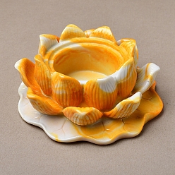 Or Mini bases d'affichage de boule de cristal en résine de fleur de lotus bouddhiste, présentoir à sphère de cristal, or, 108x45mm, diamètre intérieur: 50 mm