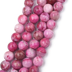 Pink Hebras redondas de hemimorfita de piedras preciosas naturales, teñido, rosa, 8 mm, agujero: 1.2 mm, sobre 50 unidades / cadena, 15.74 pulgada