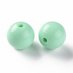 Aigue-marine Perles acryliques opaques, ronde, aigue-marine, 16x15mm, Trou: 2.8mm, environ220 pcs / 500 g