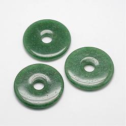 Зеленый Авантюрин Естественный зеленый авантюрин подвески, пончик / пи-диск, ширина пончика: 20 мм, 50x7 мм, отверстие : 10 мм