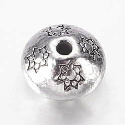 Argent Antique  Perles de séparateur de style tibétain , Toupie, sans plomb & sans nickel & sans cadmium , argent antique, 10.5x7.5mm, Trou: 1mm
