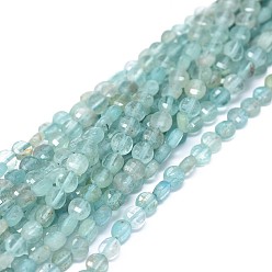 Apatite Natural Apatite Beads Strands, Faceted, Flat Round, 3.5x1.5~2mm, Hole: 0.6mm, about 116pcs/strand, 15.35~15.51 inch(39~39.4cm)