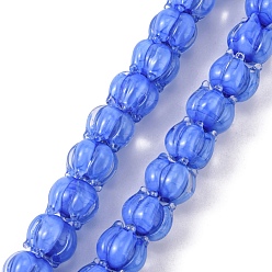 Azul Abalorios de colores vario hechos a mano, flor, azul, 11x12 mm, agujero: 2 mm, sobre 30 unidades / cadena, 12.40 pulgada (31.5 cm)
