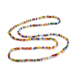 Colorful Jewelry Waist Beads, Body Chain, Glass Seed Beaded Belly Chain, Bikini Jewelry for Woman Girl, Colorful, 31-3/8 inch(79.6cm)