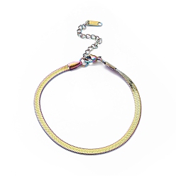 Rainbow Color 304 браслет из нержавеющей стали с плоской змеиной цепочкой для мужчин и женщин, Радуга цветов, 7-3/4 дюйм (19.6 см)