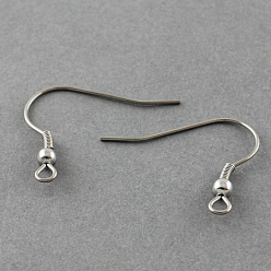 304 Stainless Steel 304 Stainless Steel Earring Hooks, Ear Wire, with Horizontal Loop, Stainless Steel Color, 21x22mm, Hole: 2mm, 21 Gauge, Pin: 0.7mm