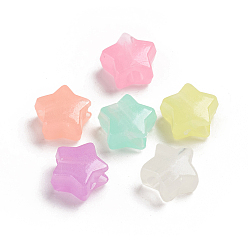 Colorful Luminous Acrylic Beads, Glow in the Dark, Star, Colorful, 12.5x12.5x7mm, Hole: 4mm, about 962~1088pcs/500g