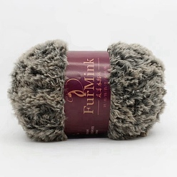 Black Polyester & Nylon Yarn, Imitation Fur Mink Wool, For Knitting Soft Coat, Black, 20x0.5mm