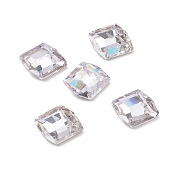 Crystal Glass Rhinestone Cabochons, Flat Back & Back Plated, Parallelogram, Crystal, 12x10.5x5.6mm