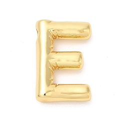Letter E Colgantes de latón chapados en rack ecológicos, larga duración plateado, sin plomo y el cadmio, real 18 k chapado en oro, encanto de la letra, letra e, 21~23x13~26x4.5~5.5 mm, agujero: 2.5~3.5x1.5~2 mm