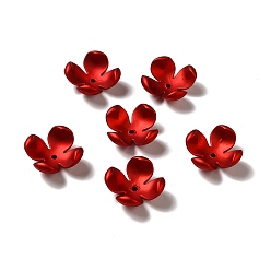 Dark Red Rubberized Style Opaque Acrylic Bead Caps, Frosted, 4-Petal Flower, Dark Red, 25x25x10.5mm, Hole: 2mm