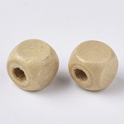 BurlyWood UnDyed Natural Wood Beads, Cube, Lead Free, BurlyWood, 10x10x10mm, Hole: 3.5mm, about 2200pcs/1000g
