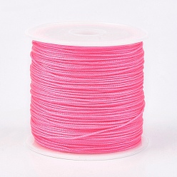 Ярко-Розовый Нейлоновая нить, ювелирные изделия шнур нейлона для пользовательских ювелирных изделий делает тканые, ярко-розовый, 0.8 мм, около 49.21 ярдов (45 м) / рулон