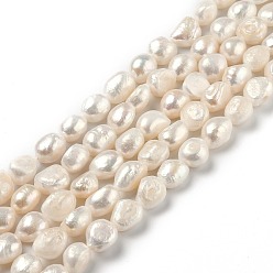Bisque Natural Cultured Freshwater Pearl Beads Strands, Rice, Bisque, 8.5~15x7~8mm, Hole: 0.7mm, about 33pcs/strand, 13.58 inch(34.5cm)