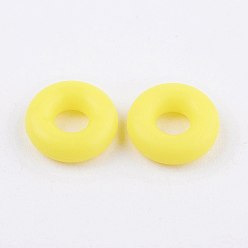 Jaune Perles de silicone, bricolage fabrication de bracelets, donut, jaune, 8x2mm, Trou: 3mm