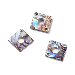 Colorful Sea Shell Connector Charms, Rhombus, Colorful, 16x16x1mm, Hole: 1.4mm
