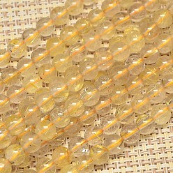Rutilated Quartz Natural Gold Rutilated Quartz Round Beads Strands, 6mm, Hole: 1mm, about 63~66pcs/strand, 15 inch