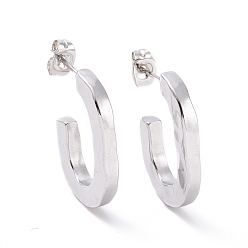 Stainless Steel Color 304 Stainless Steel Stud Earring for Women, Letter C, Stainless Steel Color, 23x17x3mm, Pin: 0.8mm