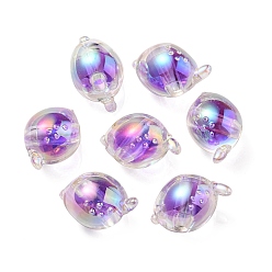 Medium Purple UV Plating Rainbow Iridescent Acrylic Beads, Two Tone Bead in Bead, Fish, Medium Purple, 15x17x15mm, Hole: 3.5mm