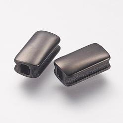 Bronze 304 billes d'acier inoxydable, rectangle, gris anthracite, 10x5x4mm, Trou: 2x2mm