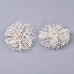 Wheat Organza Fabric Flowers, with Foil, for DIY Headbands Flower Accessories Wedding Hair Accessories for Girls Women, Wheat, 42x5mm