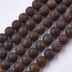 Bronzite Natural Bronzite Bead Strands, Frosted, Round, 10~10.5mm, Hole: 1mm, about 39pcs/strand, 15.5 inch(39.5cm)