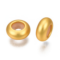 Matte Gold Color Rack Plating Alloy Beads, Cadmium Free & Lead Free, with Rubber, Slider Stopper Beads, Ring, Matte Gold Color, 8.5x4mm, Hole: 2mm